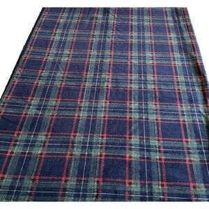 Vtg Cotton Corduroy Fabric Navy Blue Green Red Plaid Tartan Pinwale 4.25yd x 43"